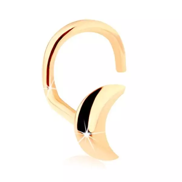 585 arany hajlított orrpiercing, fényes félhold
