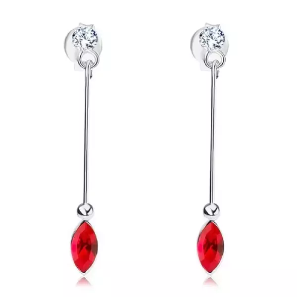925 ezüst fülbevaló, átlátszó és piros Swarovski kristály