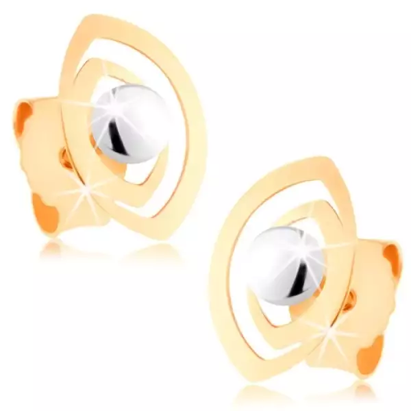 9 karátos arany fülbevaló dupla búzaszem körvonallal és gyönggyel