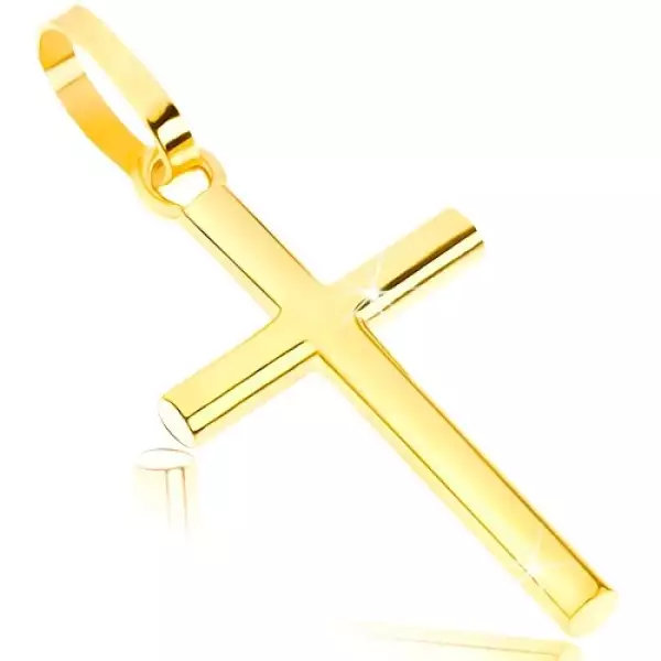 375 arany medál - fényes latin kereszt kerek keresztmetszetű szárakkal 