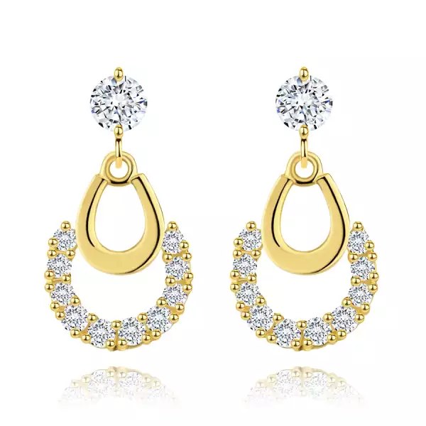 14 karátos arany fülbevaló patkó motívummal és cirkóniákkal