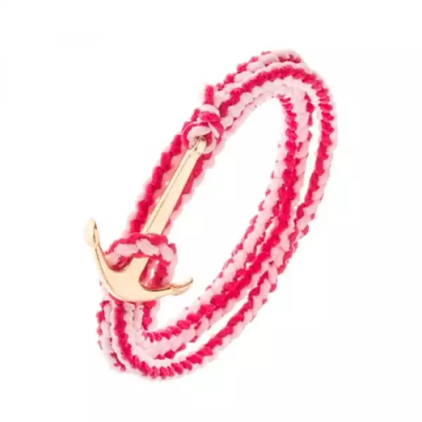 Fonott karkötő a csukló többszöri körbetekerésére, rózsaszín, fényes vasmacska