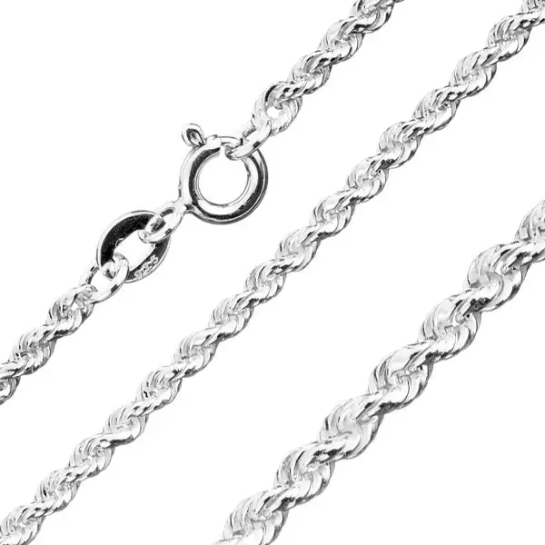 Csillogó 925 ezüst lánc - csavart összekapcsolt szemek, 3 mm