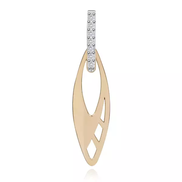 585 arany medál - lapos szem kivágásokkal, függőleges sáv átlátszó cirkóniákkal