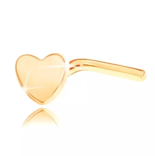 14K sárga orrpiercing - ívelt, apró lapos szív