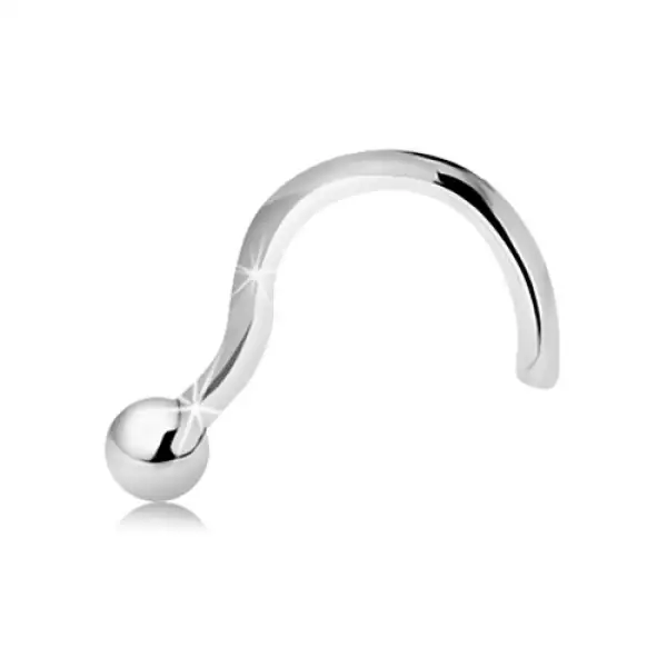 Ívelt orrpiercing 14K fehér aranyból - apró fényes golyó, 2 mm