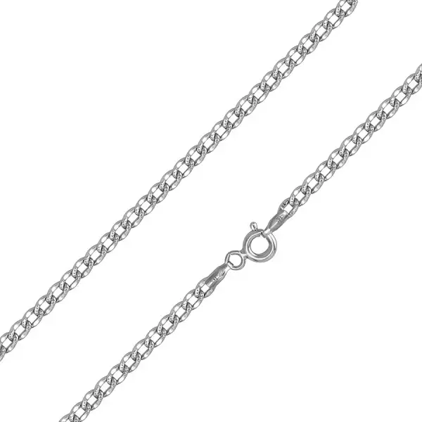 Ródiumozott arany nyaklánc 585 - lapos ovális szemek, apró bevágások, 450 mm