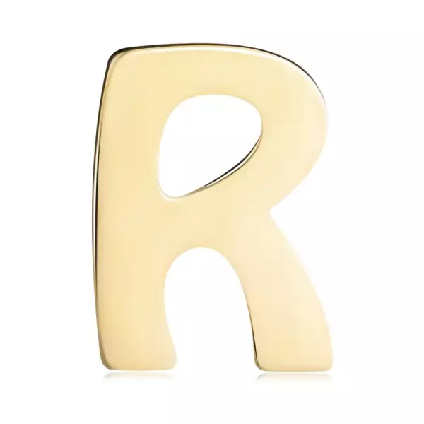 14K arany medál - fénylő és sima felület, nagy nyomtatott R betű