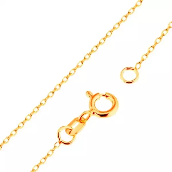 Nyaklánc 9K sárga aranyból - fényes, ovális szemek, Rolo minta, 500 mm