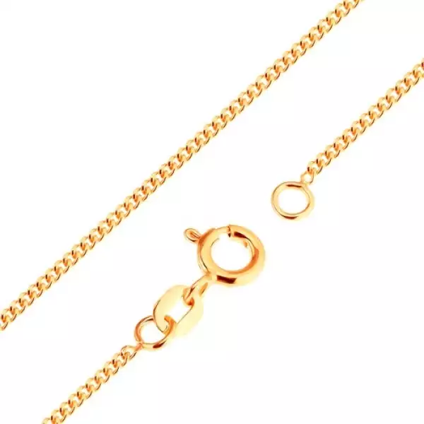 9K arany nyaklánc - sűrűn összekapcsolt, lapos, ovális szemek, 500 mm