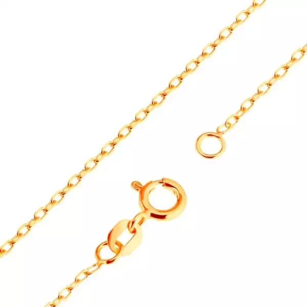 9K arany nyaklánc - sima, ovális szemek, Rolo minta, 500 mm