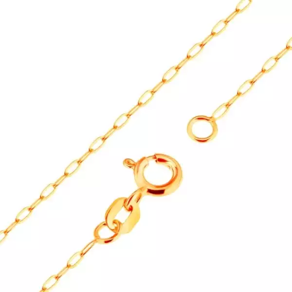 Nyaklánc 9K sárga aranyból - sima, ovális szemek, 500 mm