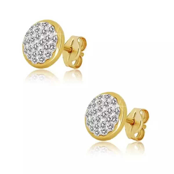 Beszúrós 585 arany fülbevaló - kör beültetett Swarovski kristályokkal