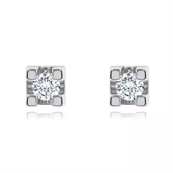 Fülbevaló fehér 14K aranyból - kerek átlátszó cirkónia, 2 mm