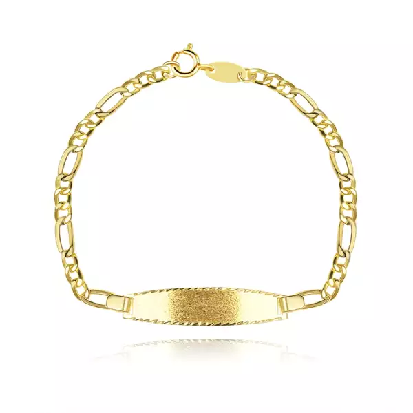 18K arany karkötő matt táblával - lánc Figaro mintával, 155 mm