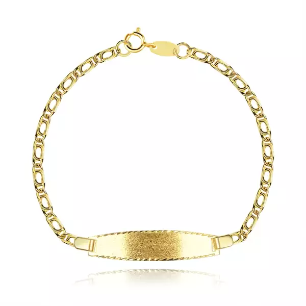 Karkötő táblával sárga 18K aranyból - lánc kettős szemekből, 160 mm