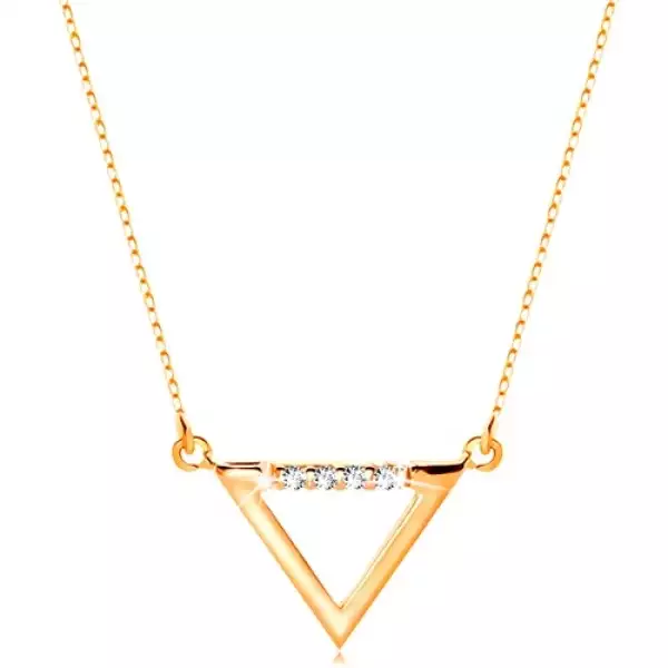 Nyaklánc sárga 14K aranyból - háromszög körvonal átlátszó cirkóniákkal díszítve