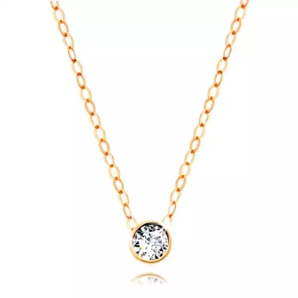 Gyémánt nyaklánc sárga 14K aranyból - átlátszó briliáns foglalatban, vékony lánc