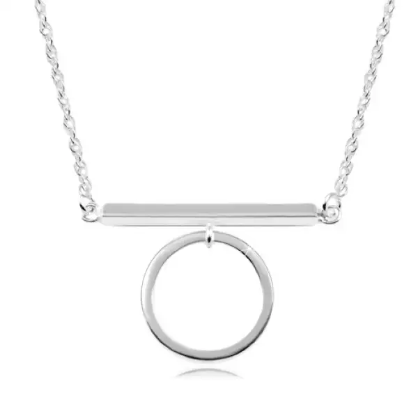 925 ezüst nyakék, fényes lánc, pálca és karika