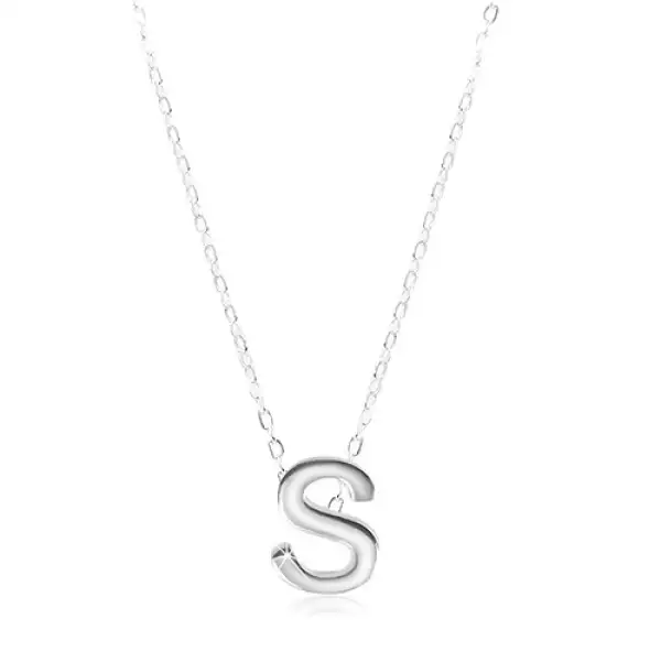  925 ezüst nyaklánc, fényes lánc, nagy nyomtatott S betű