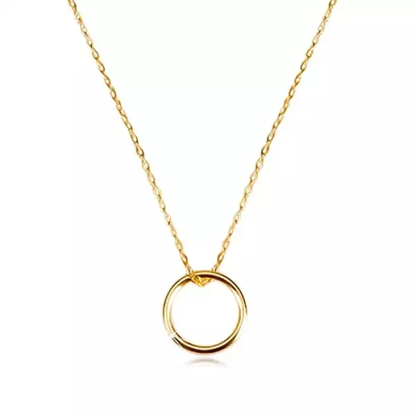 375 arany nyaklánc - vékony lánc medállal, sima fényes karika