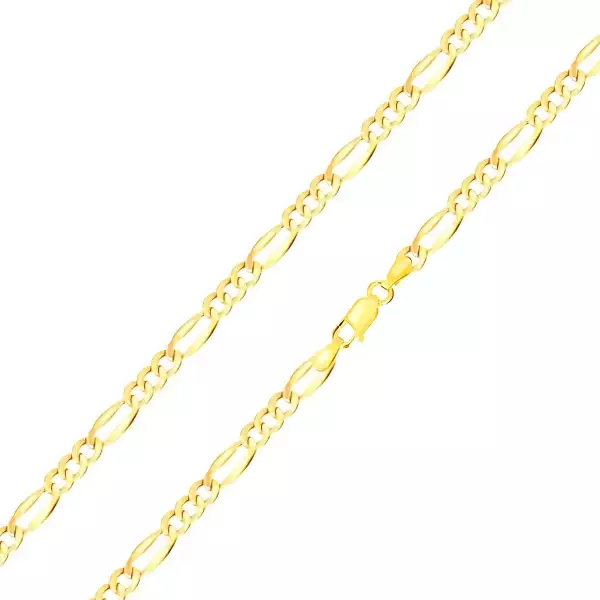 585 arany nyaklánc - Figaro minta, három ovális és egy hosszúkás láncszem, 500 mm