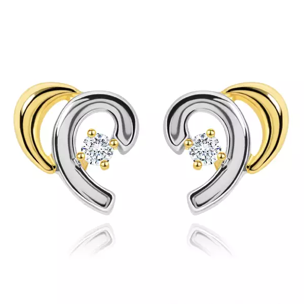 14K kombinált arany fübevaló - ketté választott szív gyémánttal