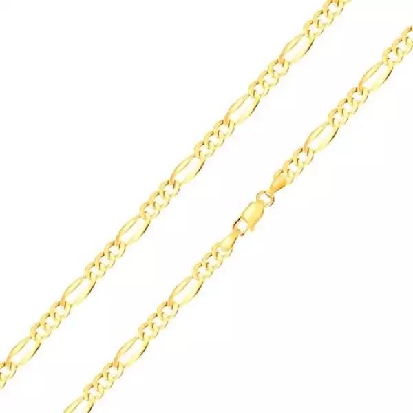 14K sárga arany karkötő - hosszúkás és ovális szemek váltakoznak, 210 mm