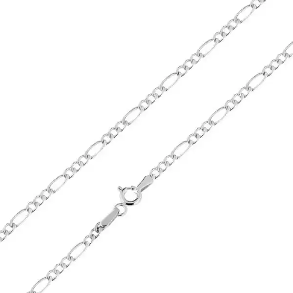 585 fehér arany nyaklánc, Figaro motívum - három ovális és egy hosszúkás láncszem, 450 mm