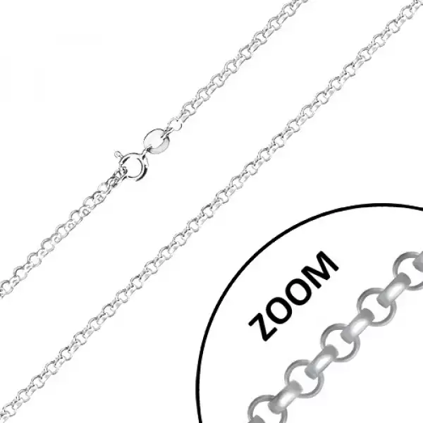 925 ezüst lánc - szélesebb kerek láncszemek, fényes felület, 2,6 mm