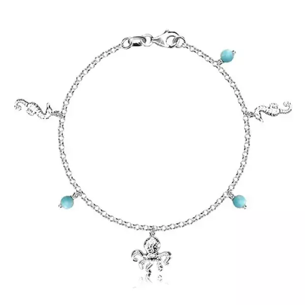 Karkötő 925 ezüstből - golyók, csikóhal és polip, delfinkapocs