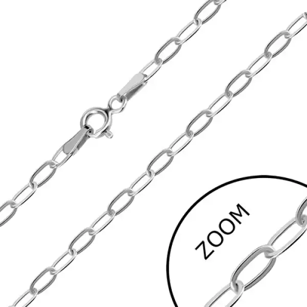 14K fehér arany nyaklánc - hosszúkás szemek, delfinkapocs, 550 mm