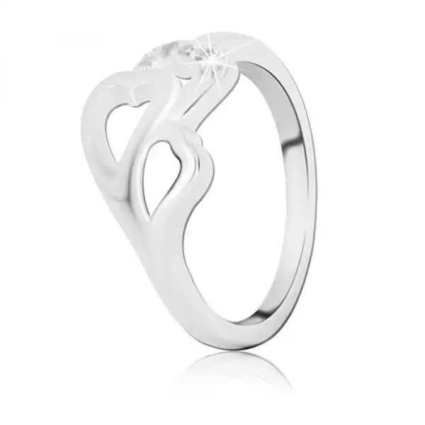 Ezüst gyűrű – három szív, beágyazott cirkóniák - Nagyság_ 49