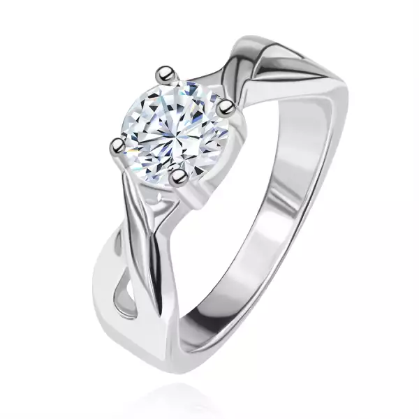 Eljegyzési gyűrű ezüstből - kerek cirkónia fonott szárak között - Nagyság_ 60