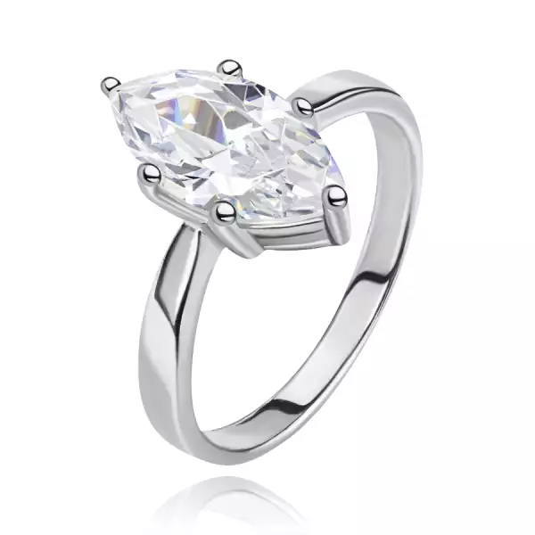 Ezüst gyűrű - nagy csiszolt cirkónia könnycsepp alakban - Nagyság_ 58