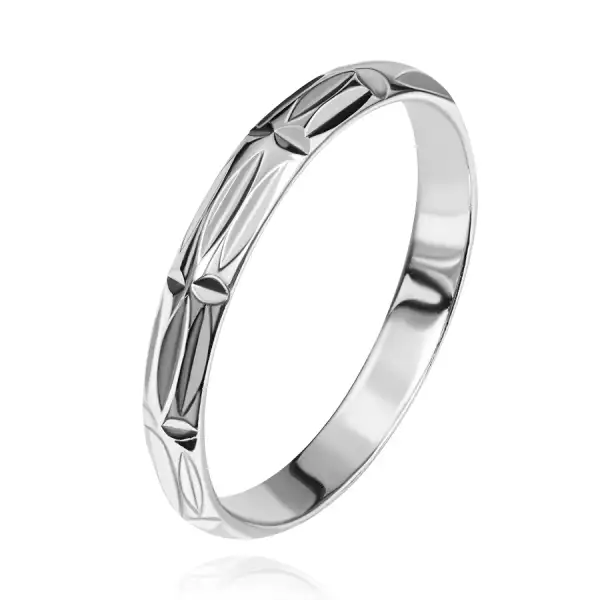 925 ezüst gyűrű - váltakozó függőleges és vízszintes bevágások - Nagyság_ 55