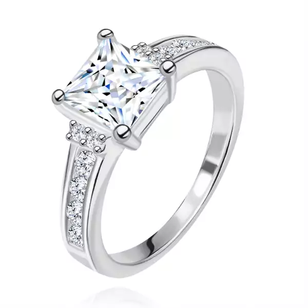 925 ezüst gyűrű - négyzet cirkónia a köves száron - Nagyság_ 50