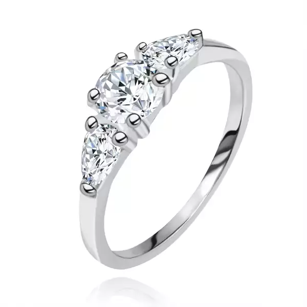 Sterling ezüs gyűrű - kerek cirkónia két ragyogó levéllel - Nagyság_ 55