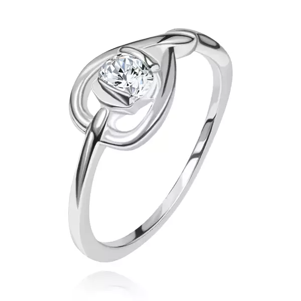 Gyűrű 925 ezüstből - keresztezett szívkörvonal cirkóniával - Nagyság_ 49