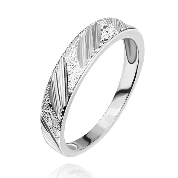 Gyűrű 925 ezüstből - szemcsés minta fényes bevágásokkal - Nagyság_ 55