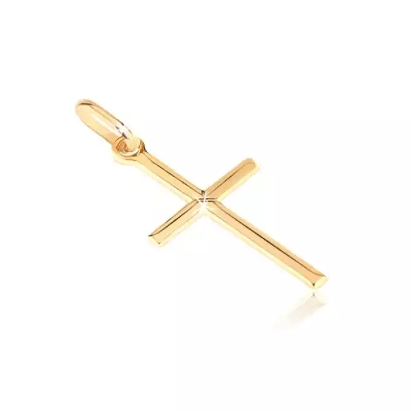 Medál 14K aranyból - keskeny kereszt vékony X-el a közepén
