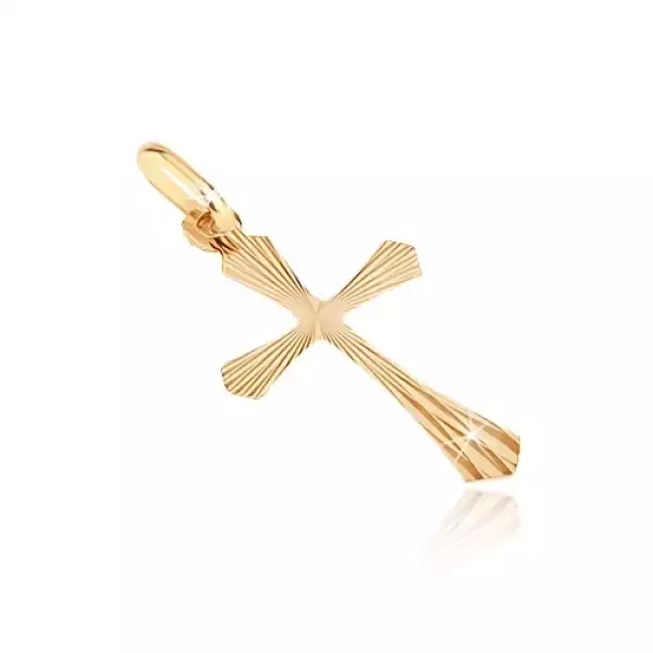 Medál 14K aranyból - kereszt sugaras szélesített szárakkal