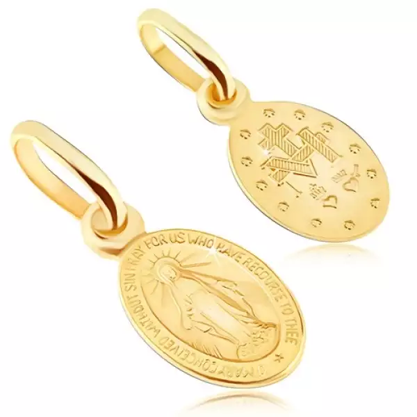 Medál 14K aranyból - kétoldalú medál Szűz Máriával