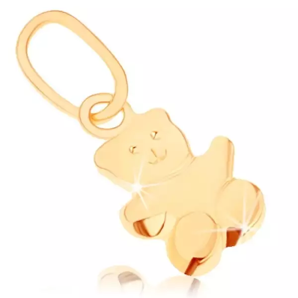 Medál 9K sárga aranyból - kicsi maci, sima mérsékelten kidomborodó felület