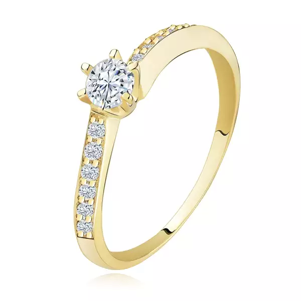 585 arany gyűrű - hullámos cirkóniás szárak, kiemelkedő átlátszó cirkónia - Nagyság_ 50