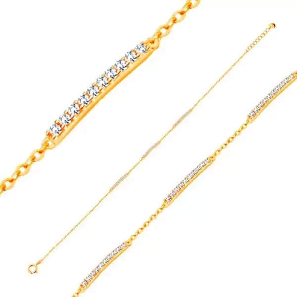 585 arany karkötő ovális szemekkel és három csillogó cirkóniás sávval