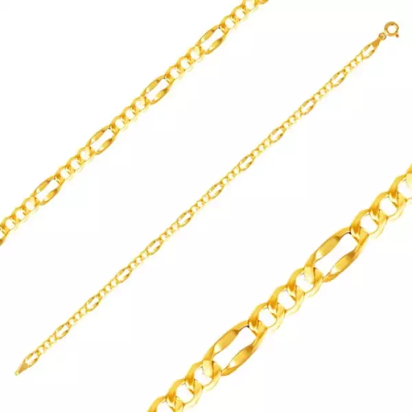 Arany karkötő - három ovális szem, hosszabb lapított szem, 190 mm