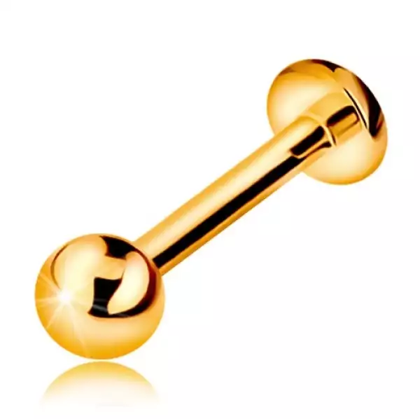 14K arany ajak vagy áll piercing - labret golyóval és karikával, 10 mm