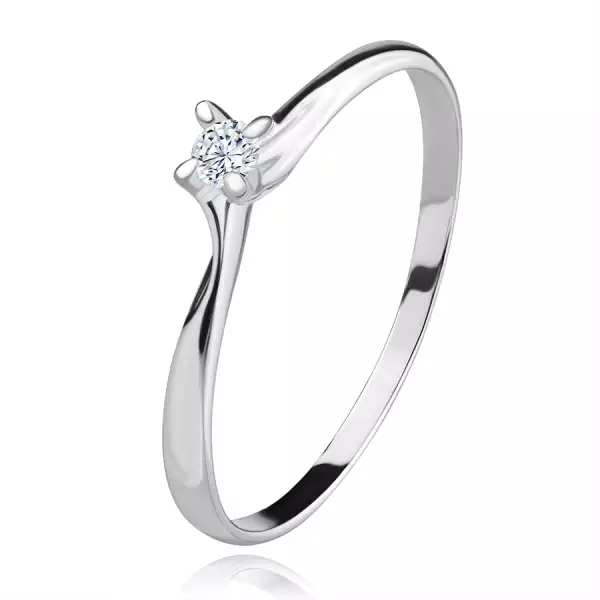 585 arany gyűrű - csillogó átlátszó cirkónia négyágú foglalatban, fehér arany - Nagyság_ 53