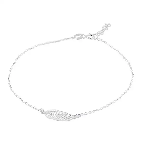 925 ezüst bokalánc, medál - gravírozott angyalszárny, cirkóniák